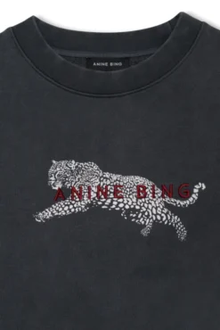 Spencer Sweatshirt Leopard Washed Black