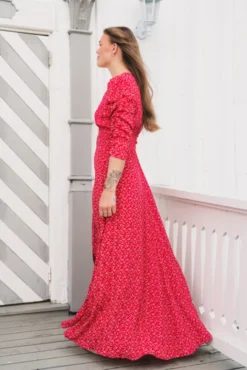 Spring Button-Down Dress Red Dots
