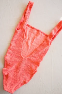 Square Neck Swim Metallic Coral