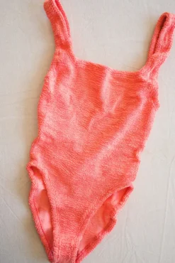 Square Neck Swim Metallic Coral