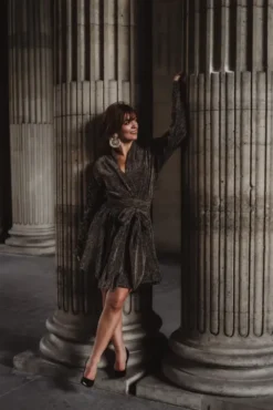 Stardust Frill Dress Black & Gold