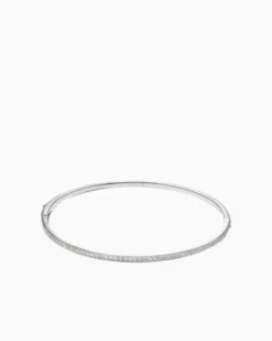 Stone Cuff Bracelet Silver