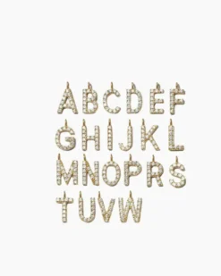 Stone Letter Charm Gold