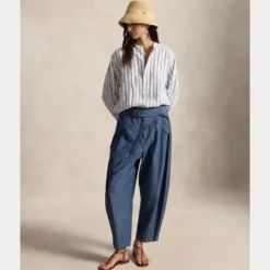 Striped Linen Shirt White/Royal