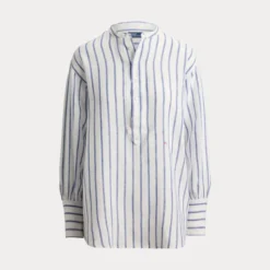 Striped Linen Shirt White/Royal