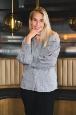 Stripe Dot Petra V-Shirt Light Grey