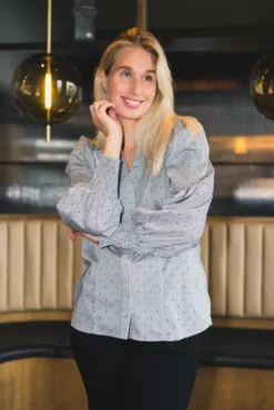 Stripe Dot Petra V-Shirt Light Grey