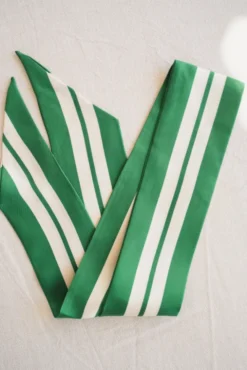 Striped Slim Scarf Green Striped
