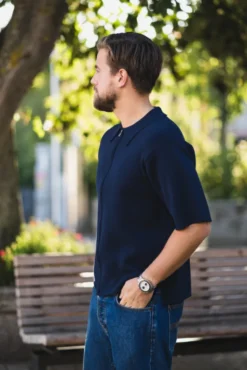 Summer Knit Zip Through Navy