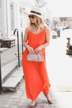 Sunrise Block Strap Dress Flame