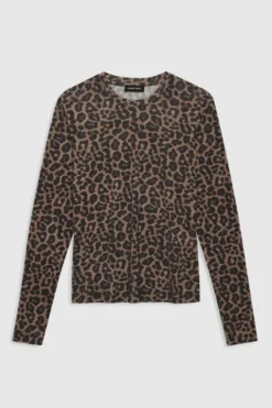 Sylvie Long Sleeve Tee Black And Brown Leopard