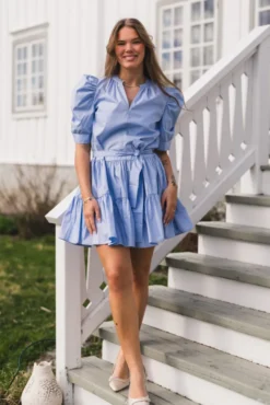 Tabbie Poplin Dress Light Blue