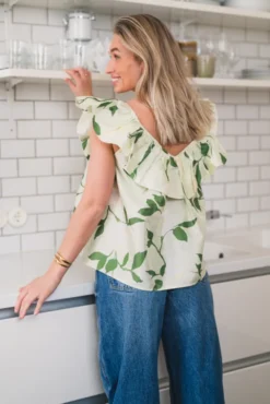 Taffeta Flounce Top Soft Pastel