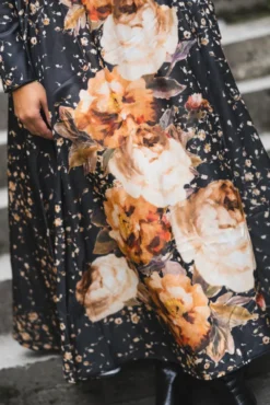 Tailored Satin Shirt Dress Black Rose