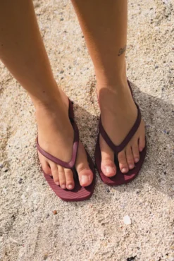 Tapered Flip Flops Burgundy