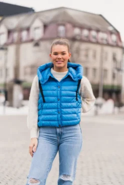 Taryn Hooded Down Vest Crayon Blue