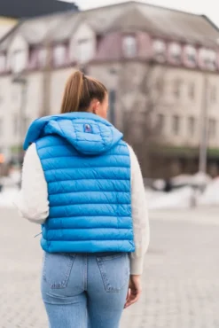 Taryn Hooded Down Vest Crayon Blue