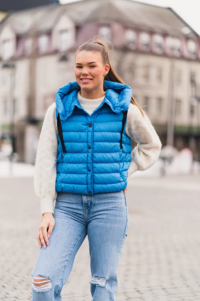 Taryn Hooded Down Vest Crayon Blue