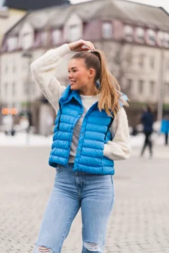 Taryn Hooded Down Vest Crayon Blue