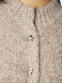 Taura Fluffy Knit Cardigan Beige Melange