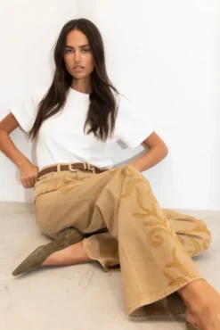 Taylor Embroidered Camel