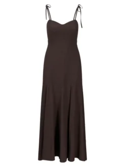 Tessa Linen Dress Dark Brown