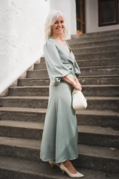 Thea LS Long Dress Green Milieu