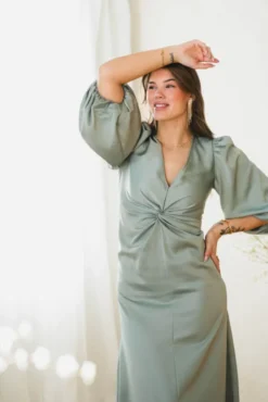 Thea LS Long Dress Green Milieu