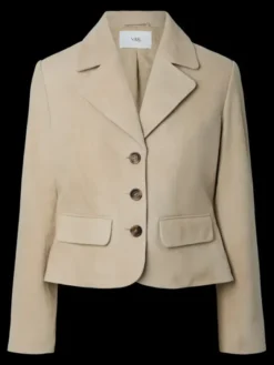 Thela Suede Leather Short Jacket Pale Khaki