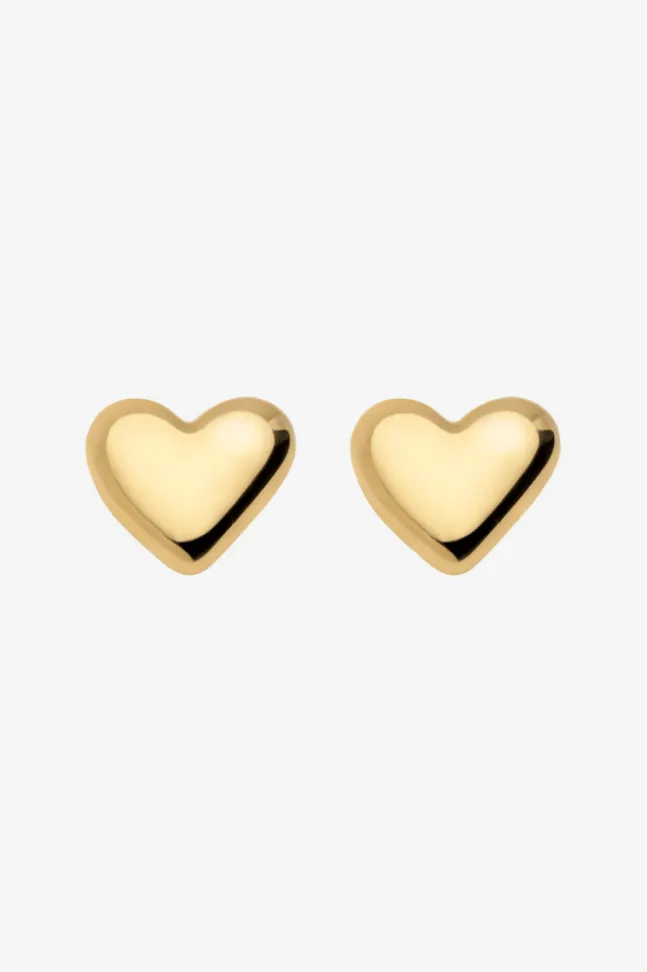 The Pebble Heart Studs Gold