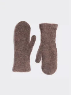 Tine Fluffy Mittens Dark Brown