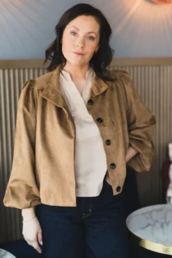 Tirsa Faux Suede Jacket Cognac
