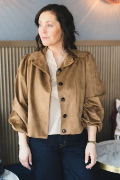 Tirsa Faux Suede Jacket Cognac