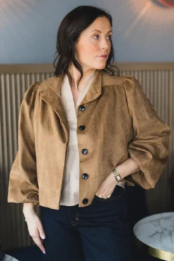 Tirsa Faux Suede Jacket Cognac