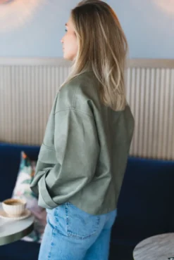 Titan Faux Leather Jacket Soft Green