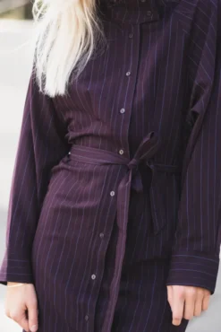 Trinny Stripe Batwing Dress Plum
