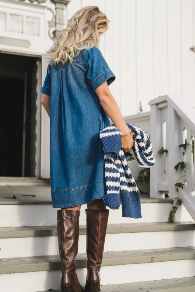 Turo Alena 2/4 Dress Mid Blue Wash