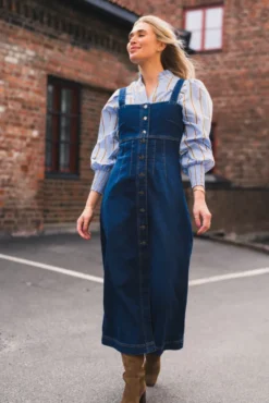 Tyler Denim Long Dress Denim Blue