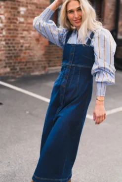 Tyler Denim Long Dress Denim Blue
