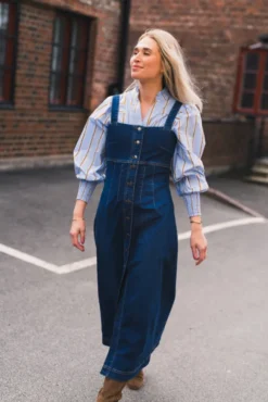 Tyler Denim Long Dress Denim Blue