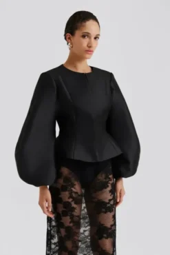 Vendela Balloon Sleeve Blouse Black