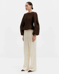 Vendela Balloon Sleeve Blouse Dark Brown