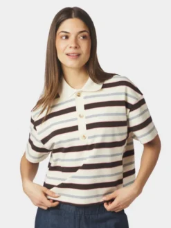 Vennera Triple Stripe Polo Tee Grey