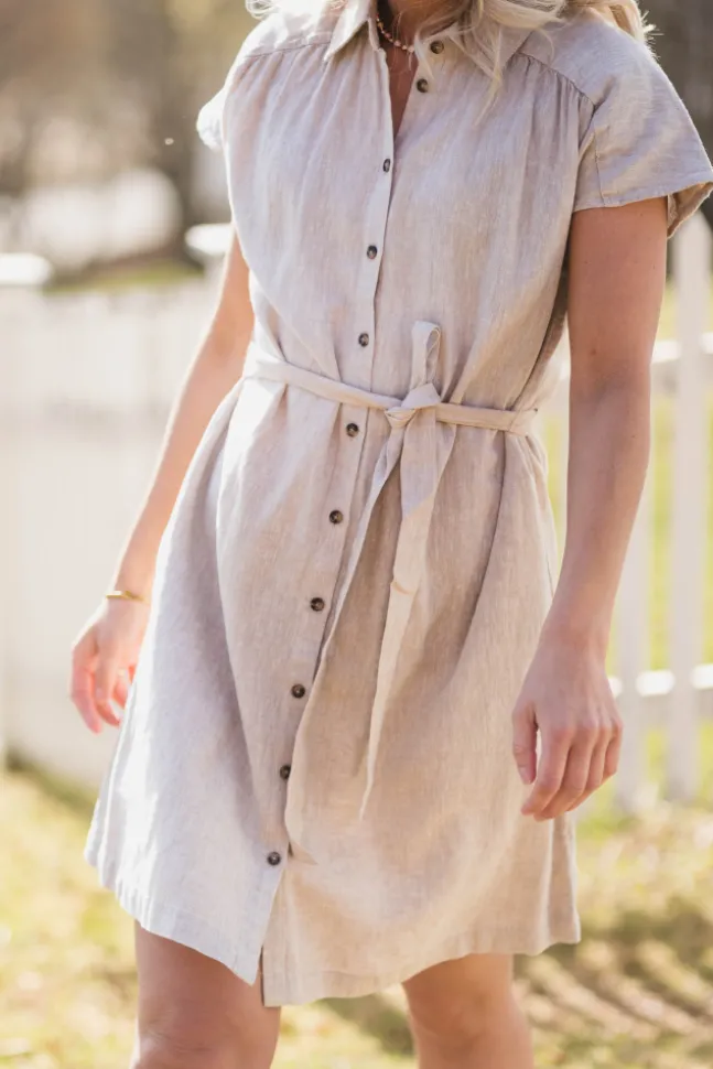 Viana Ginia SS Shirt Dress Sand Melange