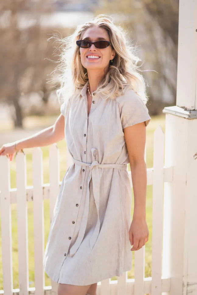 Viana Ginia SS Shirt Dress Sand Melange