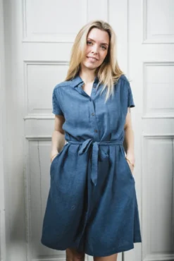 Viana Ginia SS Shirt Dress V Indigo Melange
