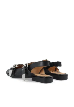 Victoria Slingback Buckle Smooth Leather Black