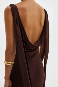 Vida Cowl Neck Scarf Maxi Dress Espresso