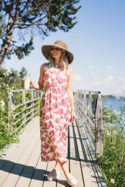 Vildana SL Dress Rhubarb Flower