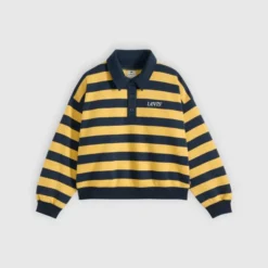 Vintage Rugby Fleece Stripe Arch Logo Spicy Mustard